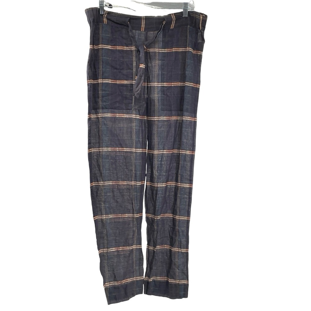 Isabel Marant Etoile Women's Pants Plaid Navy Blue Cotton 36
